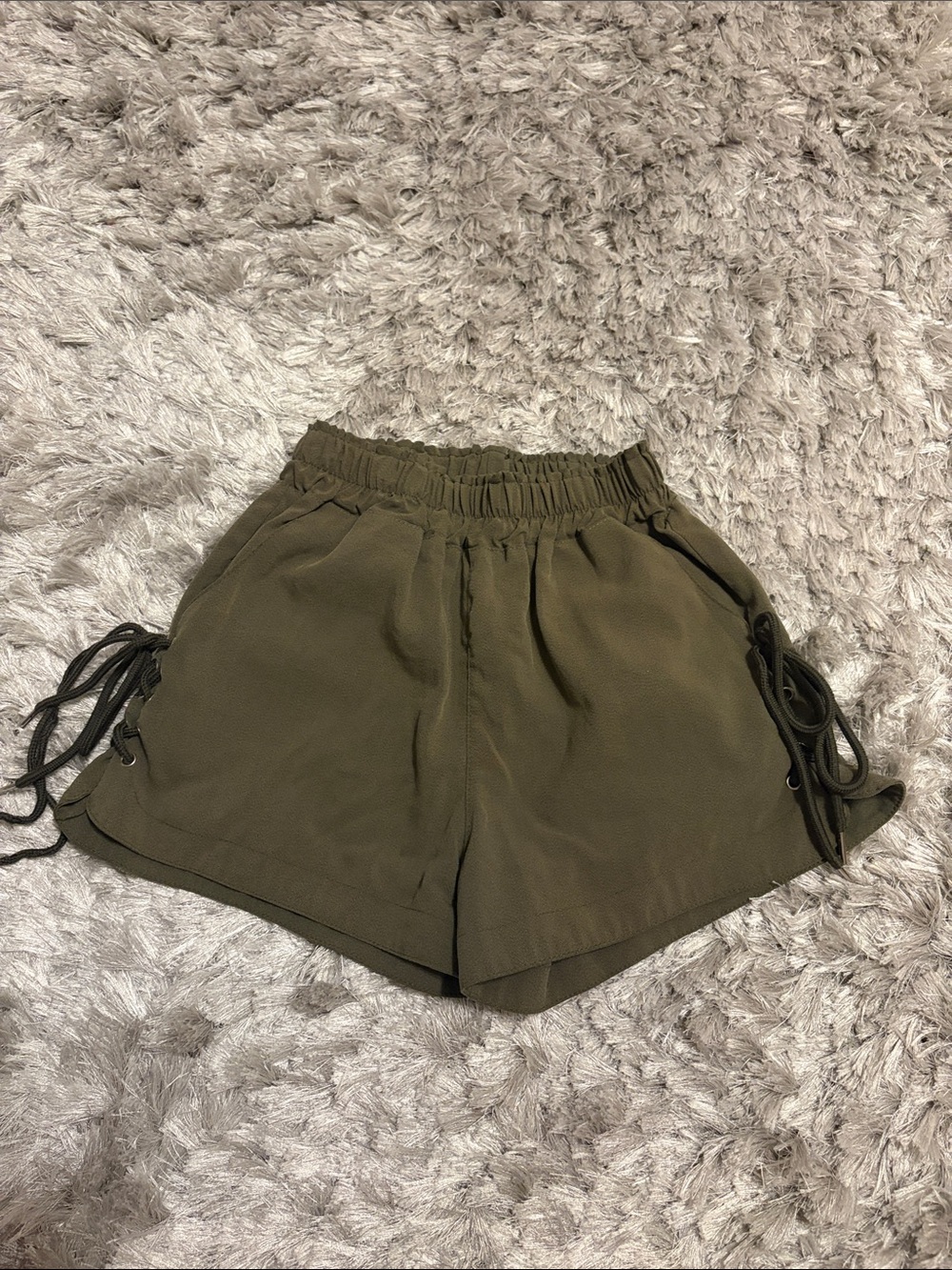 High-Waist Olive Tie-Side Women's Shorts